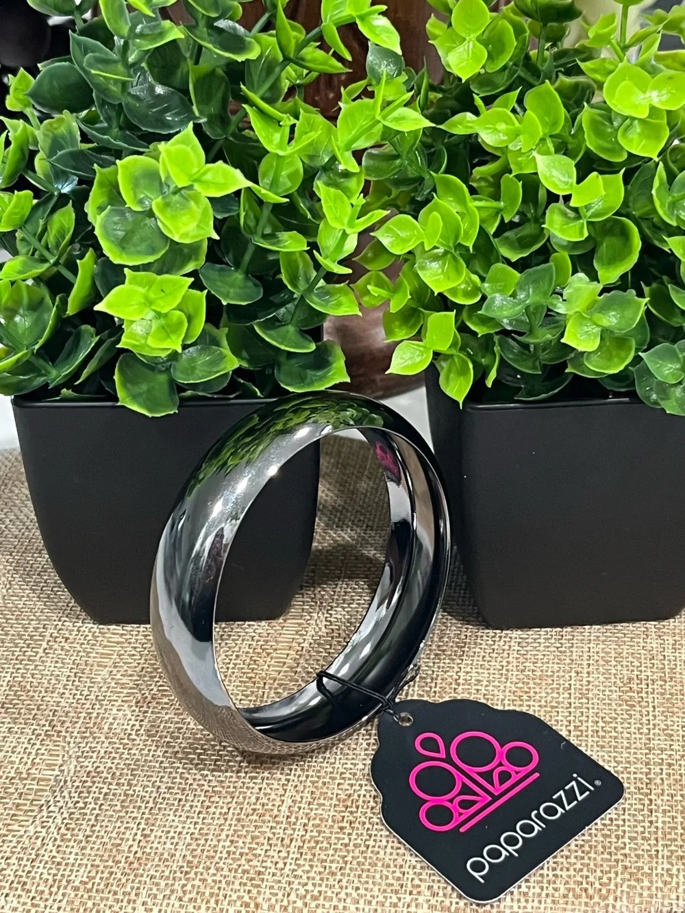 Paparazzi Black Glossy Resin Bangle Bracelet